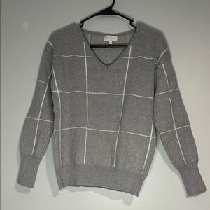 bohme Gray Checkered V-Neck Sweater